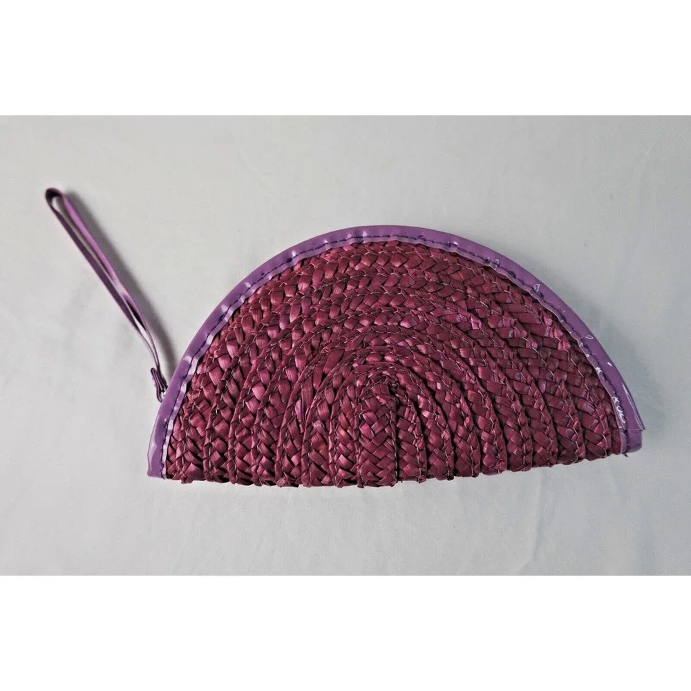 Clutch‎ Bag Purse Zip Closure Handmade Vintage Spring Summer Boho Straw Artsy